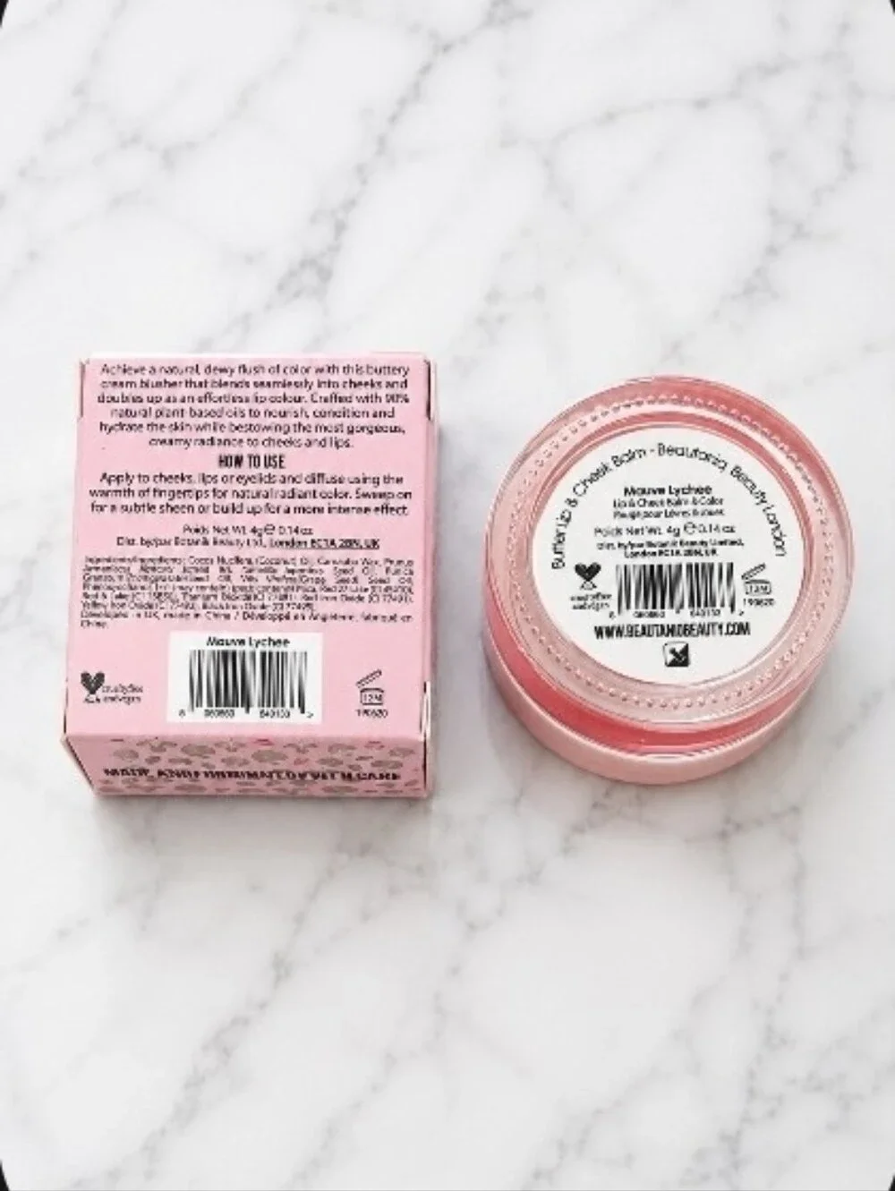 2 x Beautaniq MAUVE LYCHEE Butter Lip & Cheek Balm .14 oz NIB's!